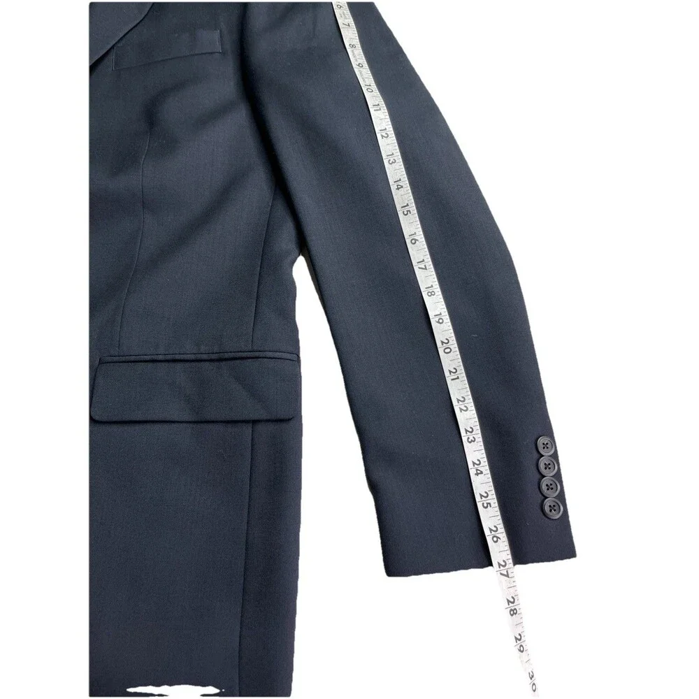 Geoffrey Beene Mens Suit Jacket Pants Black 100% Wool 46L 36x31